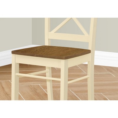 Oak and Cream Cross Back Transitional Side Chairs, Set of 2