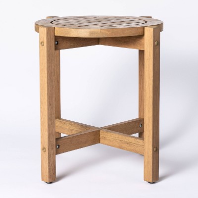 Bluffdale Wood Patio Accent Table, Small Patio End Table