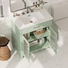 ACEPANO 31 in. W Modern Bathroom Vanity with Tempered Glass Top, Rubberwood Legs & Soft-Close Cabinet Doors-Green - 3 of 4