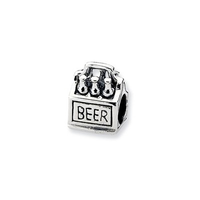 Black Bow Jewelry Sterling Silver 6-pack Beer Bead Charm