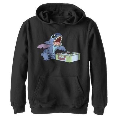 Boy's Lilo & Stitch DJ Record Scratch Master Pull Over Hoodie - Black -  Small