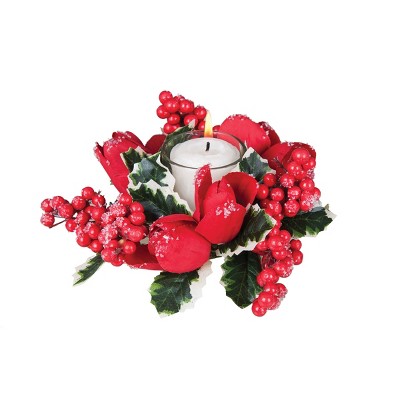 Gallerie II Holiday Floral Candle Wreath