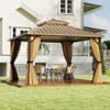 Tangkula 12 x 12 FT Hardtop Gazebo w/ Netting Heavy-Duty Double-Roof Galvanized Metal Top - 2 of 4