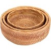 Aoibox Round Rattan Fruits Bread Baskets, Vintage Hand-woven Wicker Serving Bowls for Candy, Snack, Keys, Kitchen Countertop, 3 Sizes - 3 of 4