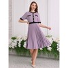 INSPIRE CHIC Women's Pleated Dress Contrast Color Short Sleeve Casual Work A-Line Dresses - 2 of 4