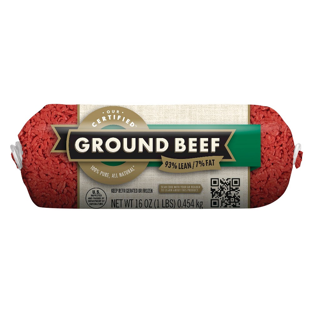 93/7 Ground Beef Chub 1 lb