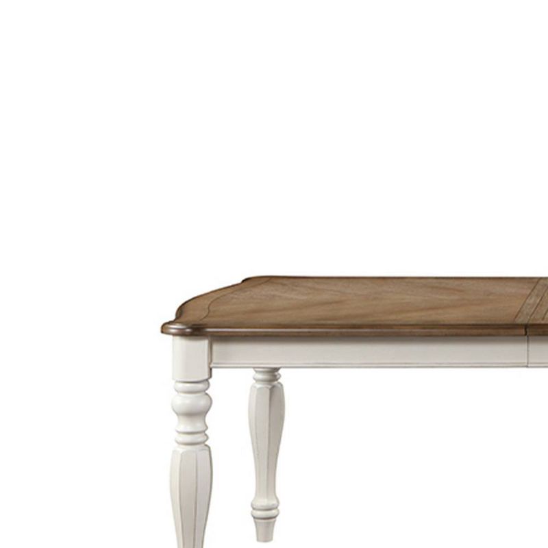108&#34; Florian Dining Tables Oak and Antique White Finish - Acme Furniture, 4 of 11