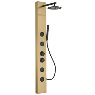 BWE 4-Jet Rainfall Shower Tower Shower Panel System with Waterfall Shower Head and Shower Wand