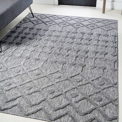 Handmade Easy-Care Synthetic Dark Gray 4'x6' Moroccan Diamond Rug