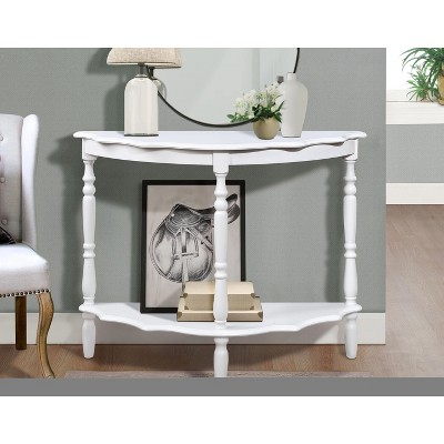 CAVINAS 42" Half-Moon Console Table with Cloud-Design Top and Open Shelf,Solid Wood Entryway Table for Hallway, Living Room