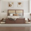 Full Size Wood Storage Platform Bed with 4 Drawers and Rattan Headboard - 2 of 4