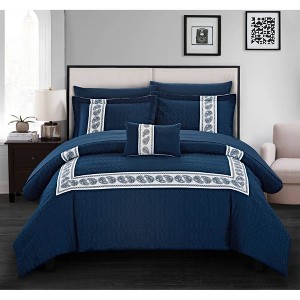 Chic Home Design Twin 6pc Mason Bed In A Bag Comforter Set Navy, Blue
