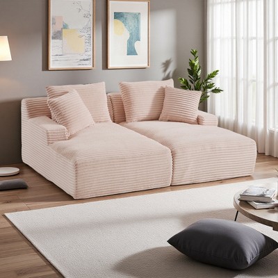 Convertible Sectional Sofa with Double Chaise Lounge, No Assembly
