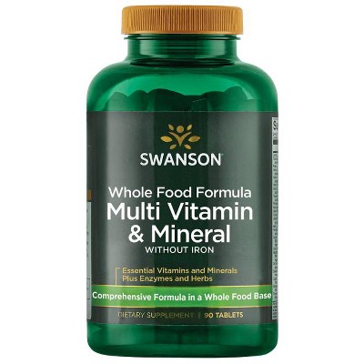 Swanson Multivitamins Whole Foods Formula Multi and Mineral without Iron Tablet 90ct.