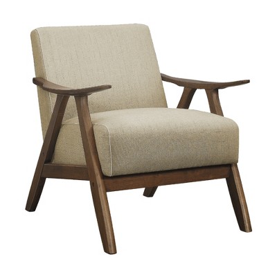 Lexicon Damala Collection Retro Inspired Wood Frame Accent Chair Seat with Polyester Fabric for Living Rooms and Offices, Light Brown