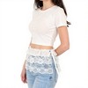 Anna-Kaci Women's Ruffled Lace Overlay Waist Belt with Scalloped Hem and Ribbon Tie 45.5in - 2 of 4