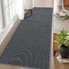 Modern Geometric Wave Area Rug Thick Non-Shedding Stain-Resistant Rug Carpet, 2'x8' Dark Gray - 3 of 4