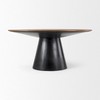 HomeRoots 63" Brown and Black Solid Wood and Metal Pedestal Base Round Top Dining Table - 4 of 4
