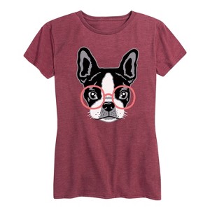 Women's - Instant Message - French Bulldog With Glasses Short Sleeve Graphic T-Shirt - 1 of 4