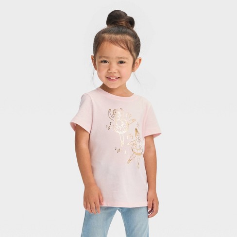 Toddler Girls' Solid Knit Short Sleeve T-shirt - Cat & Jack™ Light Pink 4t  : Target