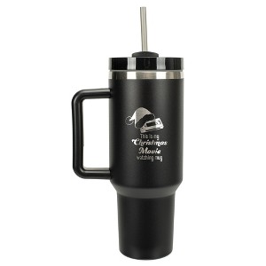 100 North Christmas Movie Watching Mug Santa Hat VHS Wrap-Around 40 Oz. Stainless Steel Water Bottle Coffee Mug, Spill & Leak Resistant, Travel - 1 of 4