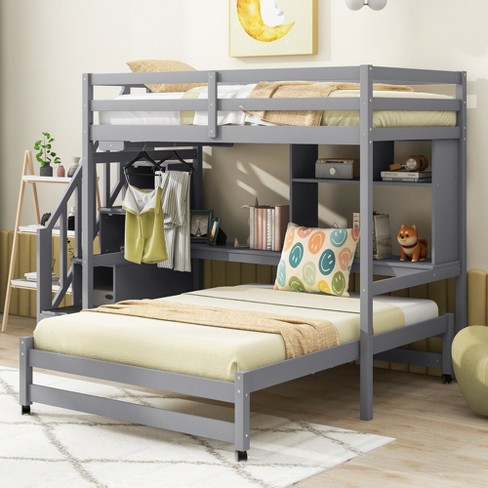 Twin over full bunk deals bed with stairs and storage