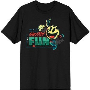 PacMan Ghostly Fun Men's Black Tshirt - 1 of 2