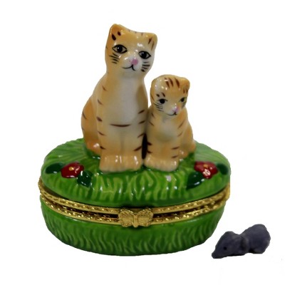  Hinged Trinket Box 3.0" Two Cats Hinged Box Kitty Feline  -  Decorative Figurines 