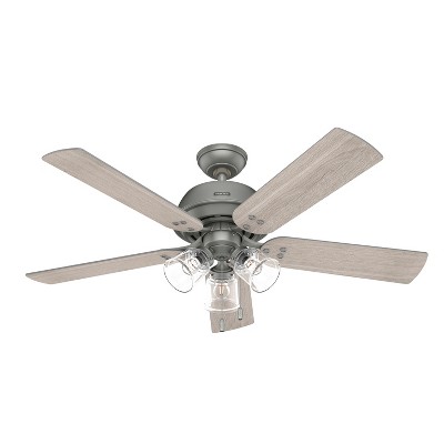 Matte Silver 52" Ceiling Fan with Light Kit and Reversible Blades