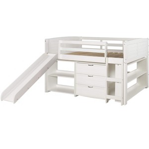 Donco Kids Louver Twin White Modular Low Loft Bed With Slide - Group B - 1 of 3