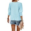 Imily Bela  Women Chic Half Sleeves Top Solid Crewneck Loose Fit Blouse Casual Comfort - 2 of 4