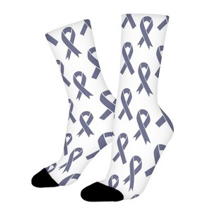 Brain Cancer Ribbon Women Printed Crew Socks Funny Funky Socks Soft Polyester Novelty Gifts for Artists Men - 1 of 1