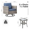 XIZZI Patio Outdoor Swivel Rocking Chairs Set of 2 with Side Table, 3 Pieces PE Rattan Wicker Patio Bistro Set with 360 Degree Rotation Chairs - 4 of 4