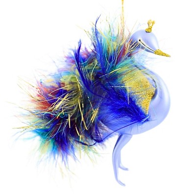 Italian Ornaments 5.5 Inch Colorful Peacock W/ Feathers Ornament Italian Bird Zoo Tree Ornaments