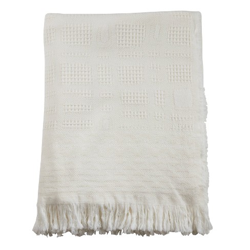 Cross Hatch Waffle Weave Throw Blanket Ivory Saro Lifestyle Target