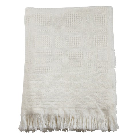 Cross Hatch Waffle Weave Throw Blanket Ivory Saro Lifestyle Target