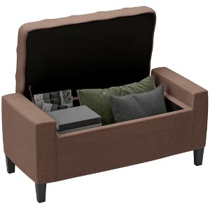 HOMCOM Linen Storage Ottoman Bench Lift Top Tufted Rectangle Ottoman for Living Room, Entryway, or Bedroom - 1 of 4