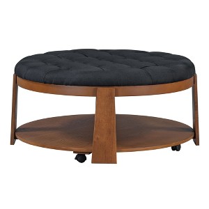 NicBex 36 Inch Round Upholstered Coffee Table with Storage Shelf and Wheel for Living Room,Bedroom - 1 of 4