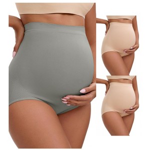 INSPIRE CHIC 3 Packs Women's High Waist Maternity Briefs Butt Lifter Seamless Comfortable Pregnancy Ladies Panties - 1 of 4