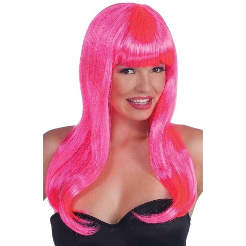 Forum Novelties Women s Neon Pink Long Wig One Size Fits Most