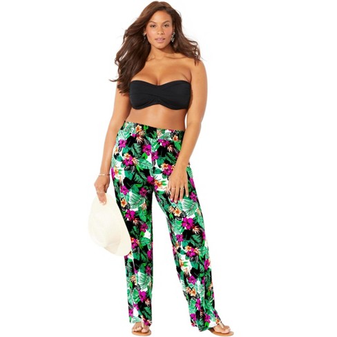 Swimsuits For All Women's Plus Size Dena Beach Pant Cover Up, 10/12 -  Floral : Target