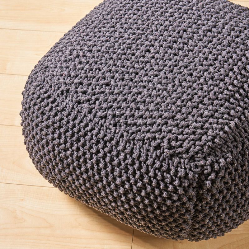 Hollis Knitted Cotton Square Pouf - Christopher Knight Home, 5 of 6