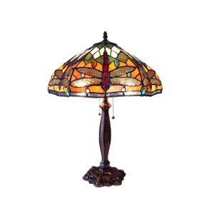 Chloe Lighting Pantala Tiffany-style 2 Light Dragonfly Table Lamp 18" Shade - 1 of 2