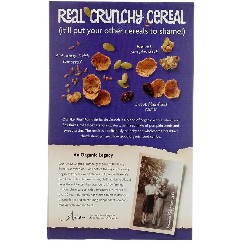 Nature's Path Organic Flax Plus Pumpkin Raisin Crunch Cereal - Case of 12/12.3 oz, 3 of 8