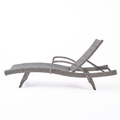 Keira Gray Faux Rattan and Aluminum Armed Chaise Lounger Set