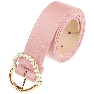 INSPIRE CHIC Women's Solid Color Heart-Shaped Buckle with Beads Belts - 1 of 4