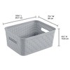 Sterilite 10x8x4.25 Inch Rectangular Weave Pattern Short Basket w/ Handles for Pantry, Bathroom & Laundry Room Storage Organization, Cement (24 Pack) - image 2 of 4