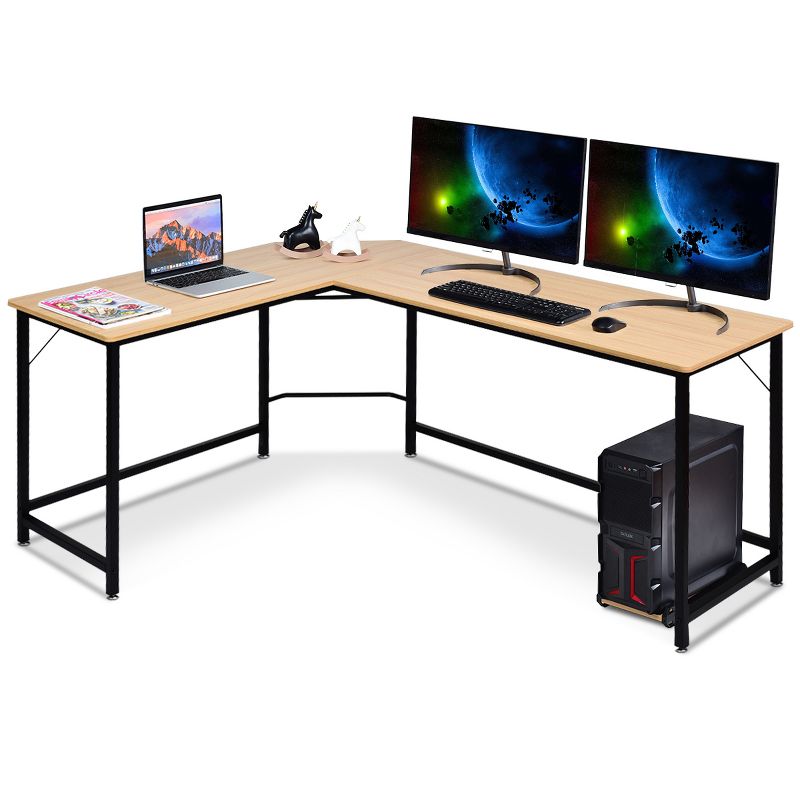 Costway L-Shaped Computer Desk Corner Workstation Study Gaming Table Home Office, 3 of 9