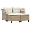 vidaXL Patio Sofa 2-Seater with Canopy and Stools Beige Poly Rattan - 4 of 4