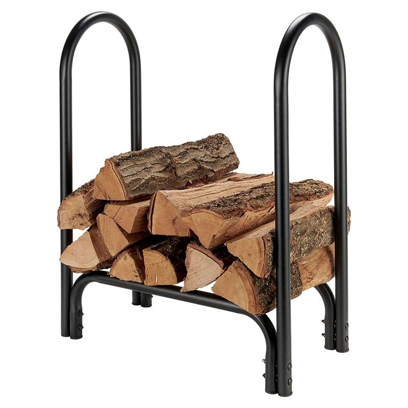 Shelter SLRS Deluxe Outdoor Indoor Tubular Steel Open Air Firewood Small Log Rack Holder Storage for 1/4 Face Cord of Wood, Black, 3 of 5